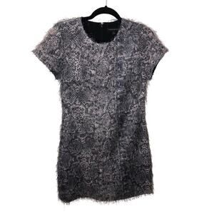 Banana Republic Eyelash Dress Size 2 Gray Reptile Snake Short Sleeve Career Work